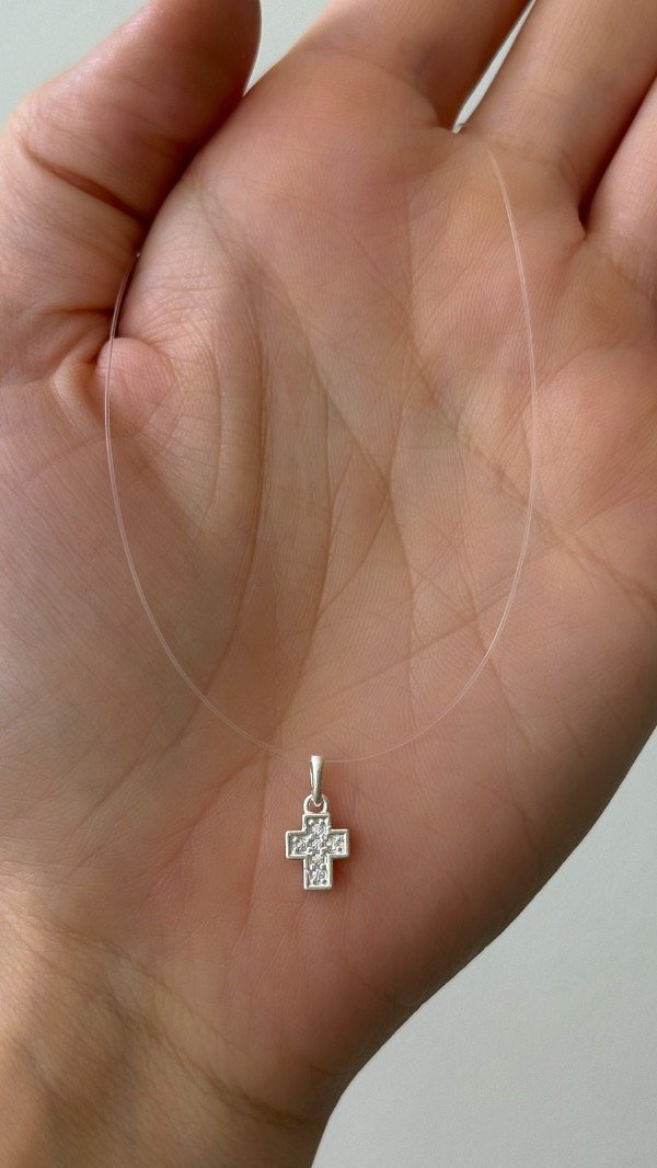 Producto - Tanza dije cruz cubic 1cm P925 - 0