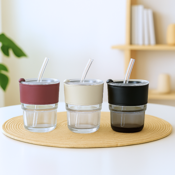 Producto - Vaso vidrio silicona con sorbete 400ml