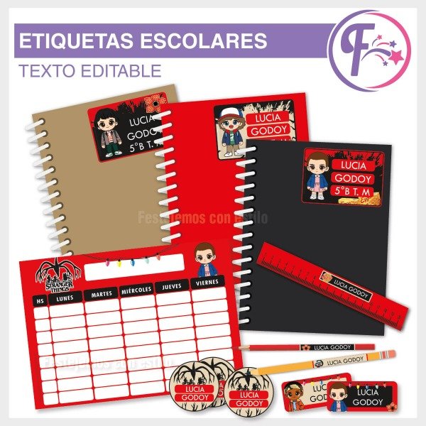 Producto - Stranger Things Etiquetas Escolares Imprimibles