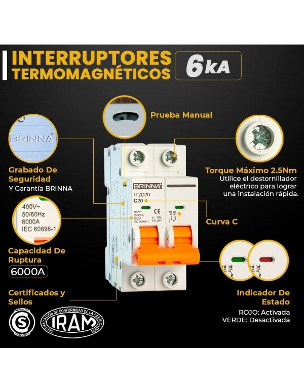Producto - LLAVE TERMICA TRIPOLAR BRINNA 10A 6KA - 3