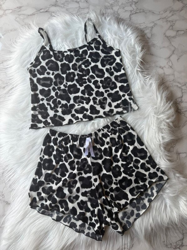 Producto - Pijama de morley PREMIUM short + top - Print Blanco y Negro