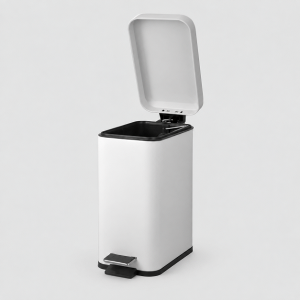 Producto - Tacho De Basura Acero 10lts Con Pedal Y Balde Cierre Suave Blanco y Negro - 3