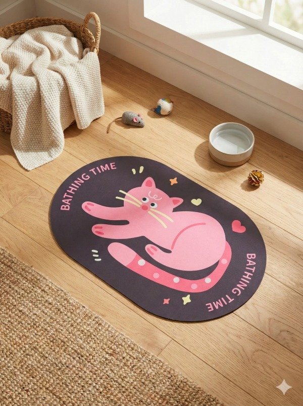 Producto - Alfombra antideslizante diseño "Gatito Rosa"
