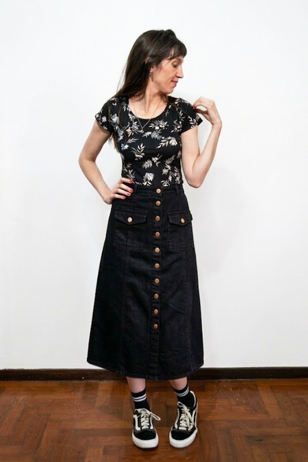 Producto - Falda Pilar Jean Negro