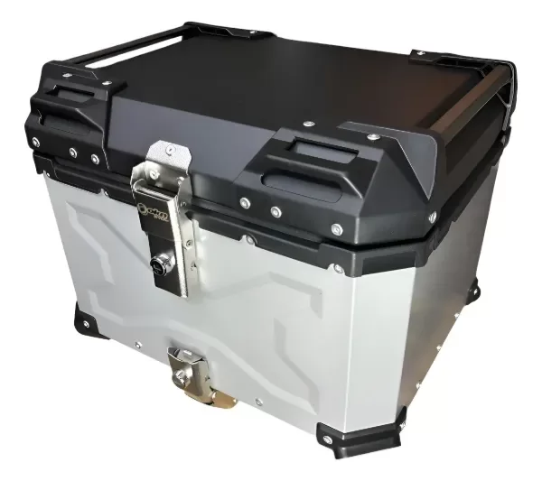 Producto - Baul Gris Aluminio Top Case Baulera Porta Casco 45l Respaldo OKN