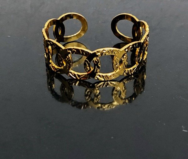 Producto - Pulsera Regulable Diseño Eslabones Entrelazados Acero Dorado