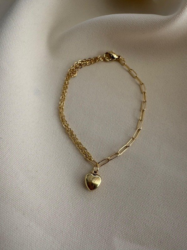 Producto - Pulsera corazon colgante - Acero dorado
