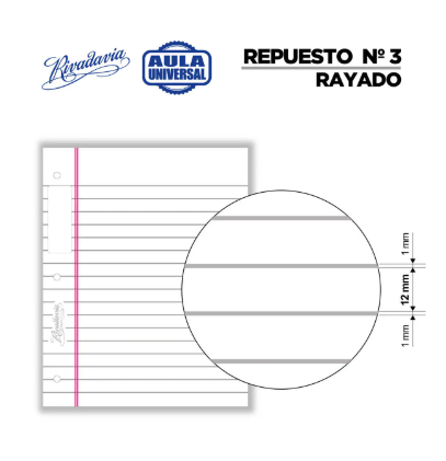 Producto - Repuestos de hojas para carpetas N 3 RAYADO - 2