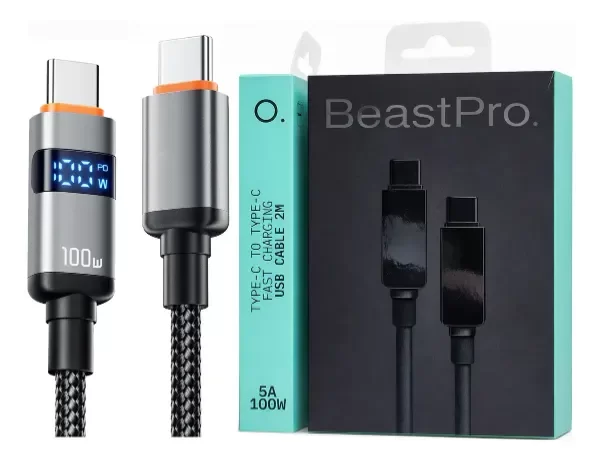 Producto - Cable USB C Carga Rápida 100w 2 Metros Mallado