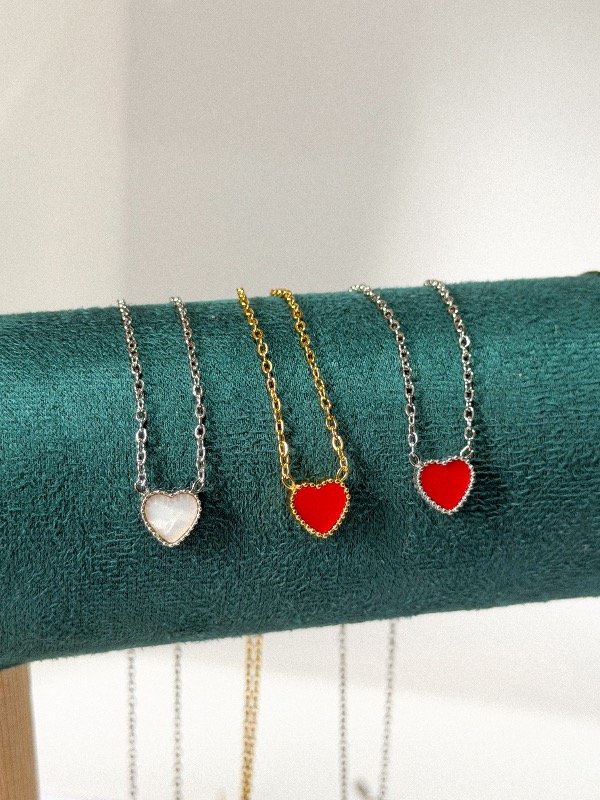 Producto - Collar corazón chico rojo-elegir acero