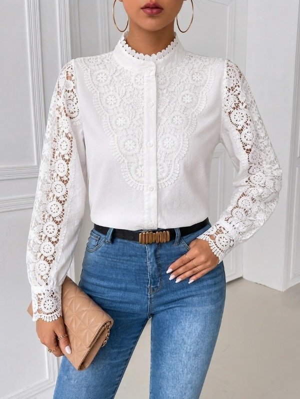 Producto - CAMISA VINTAGE CON DETALLES EN CROCHET