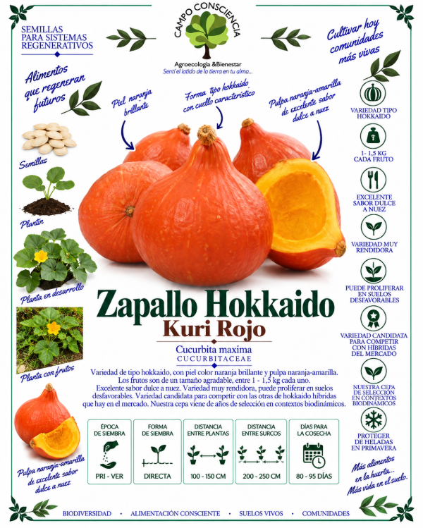 Producto - Zapallo Hokkaido Kuri Rojo - Semillas Agroecológicas
