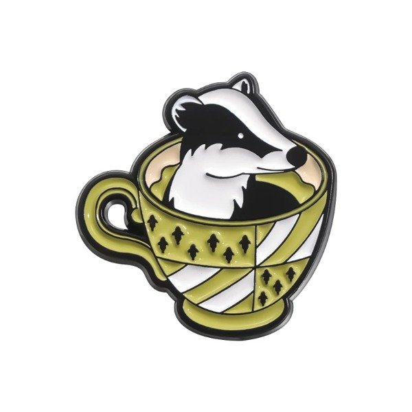 Producto - Pin Harry Potter - Mascota en tacita - Tejón Hufflepuff