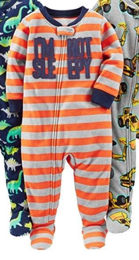 Producto - Enterito Micropolar Niño Rayado Gris y Naranja I'm not Sleepy