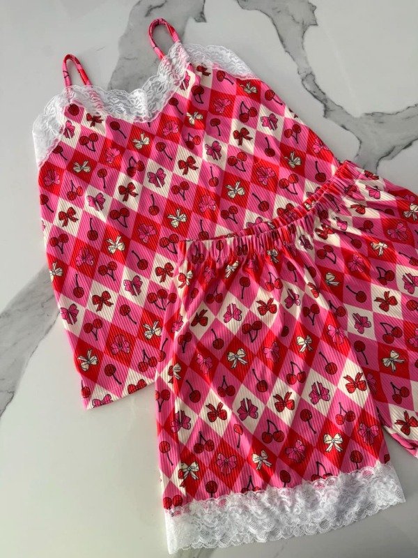 Producto - Pijama Morley Musculosa + Short Cerezas chupetin