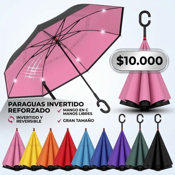 Producto - PARAGUAS INVERTIDO REVERSIBLE REFORZADO GRANDE COLORES - 0