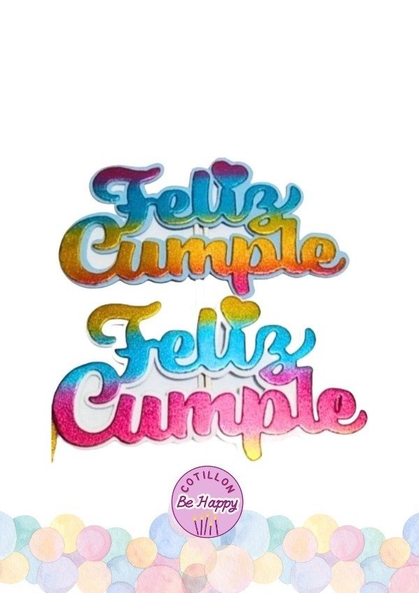 Producto - Topper Feliz cumple Tornasolado