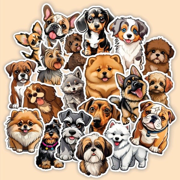 Producto - Pack 20 Stickers Vinilo Uv Premium - Perritos 2