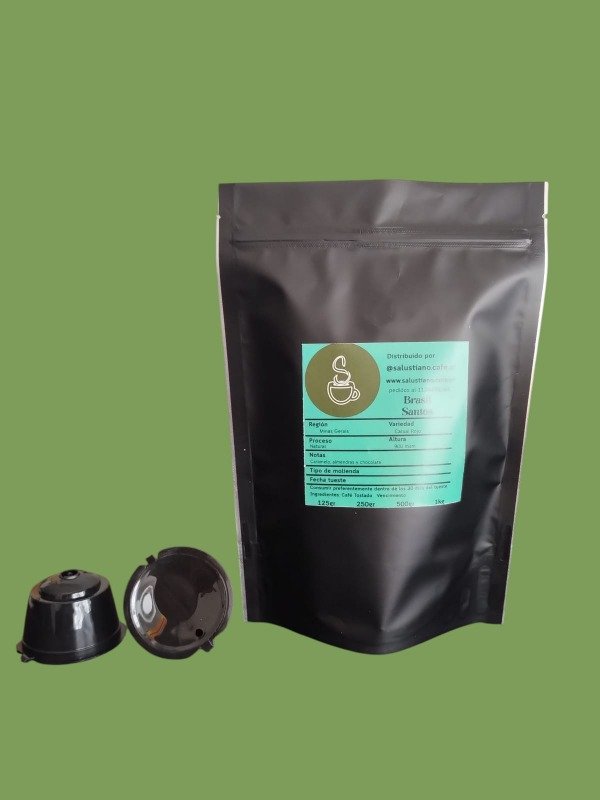 Producto - Café especialidad Brasil Santos + 2 cásulas reusables Dolce Gusto