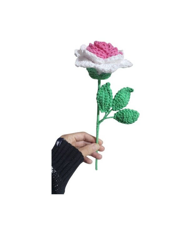 Producto - Rosa Tejida: Blanco y rosa