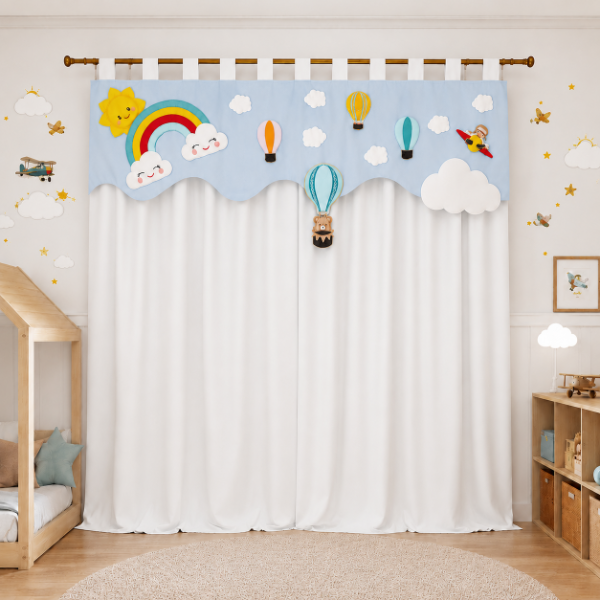 Producto - Cortinas Infantiles Personalizadas - Sueño Entre Las Nubes (Blanco) - 1