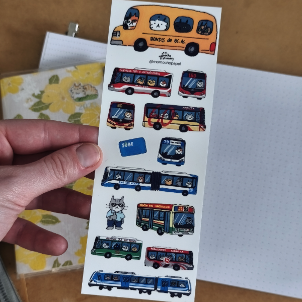 Producto - plancha de stickers "bondis" transporte