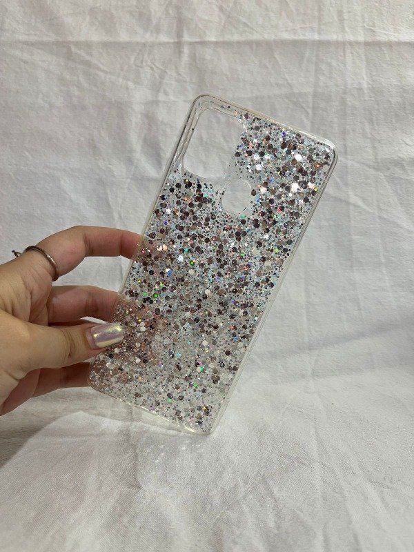 Producto - A21s funda brillo plateado