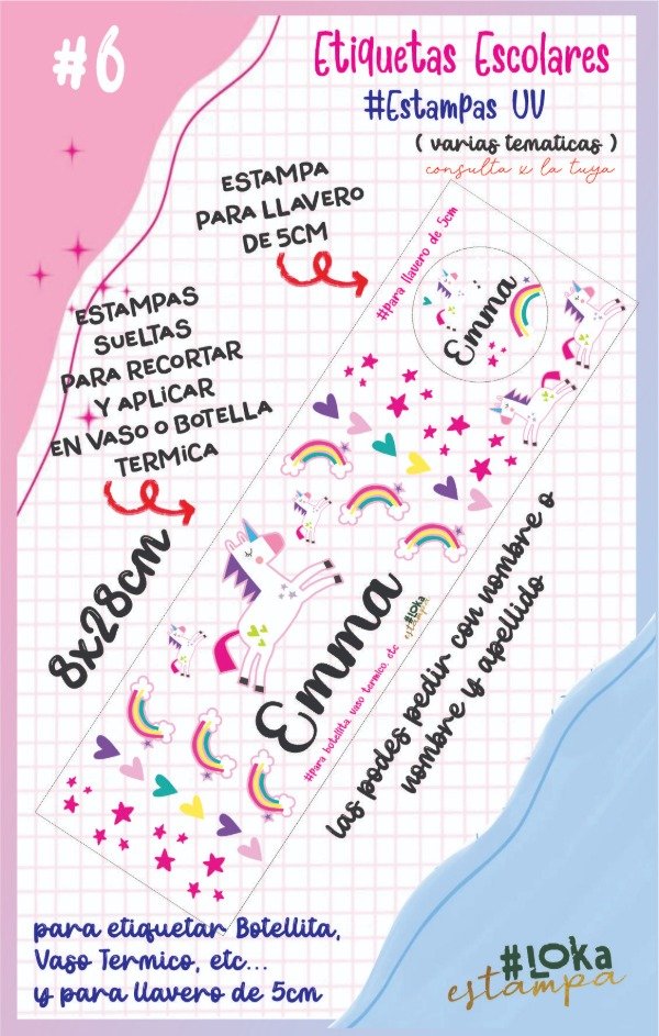 Producto - ESCOLARES #6 Estampa UV 8x28cm