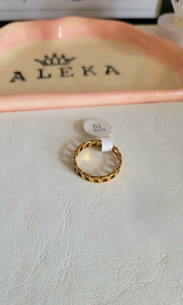 Producto - Anillo cadena (talle 19) de acero dorado - 2