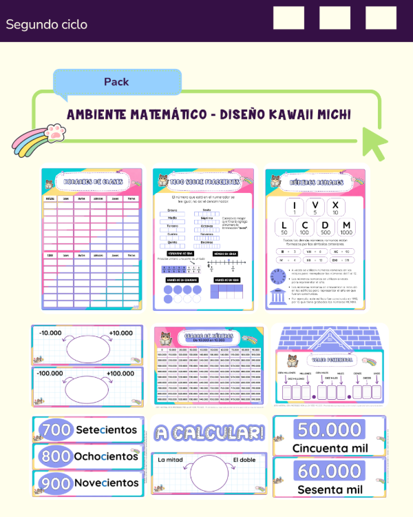 Producto - AMBIENTE MATEMÁTICO - DISEÑO KAWAII MICHI - SEGUNDO CICLO