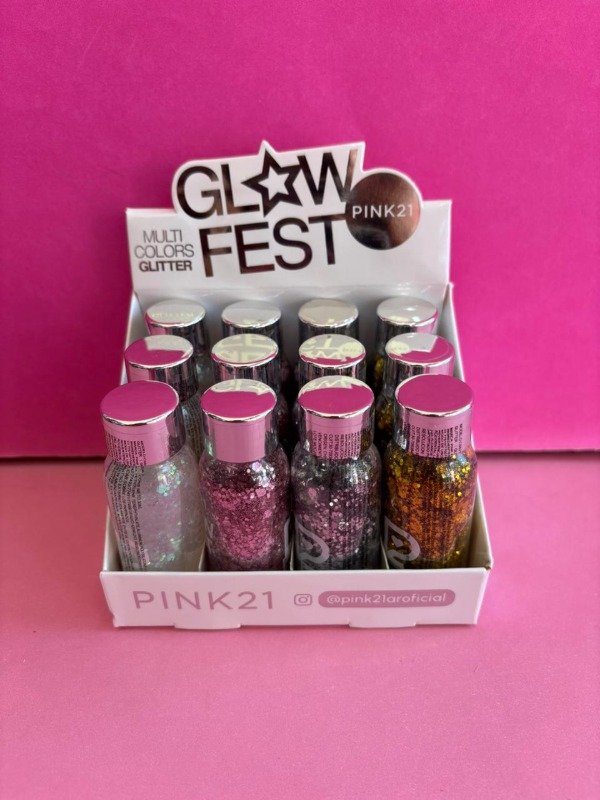Producto - Caja x12uni. Glitter multicolores pink21
