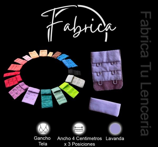 Producto - Gancho de tela Lavanda 4cm x 3 posiciones (por unidad)