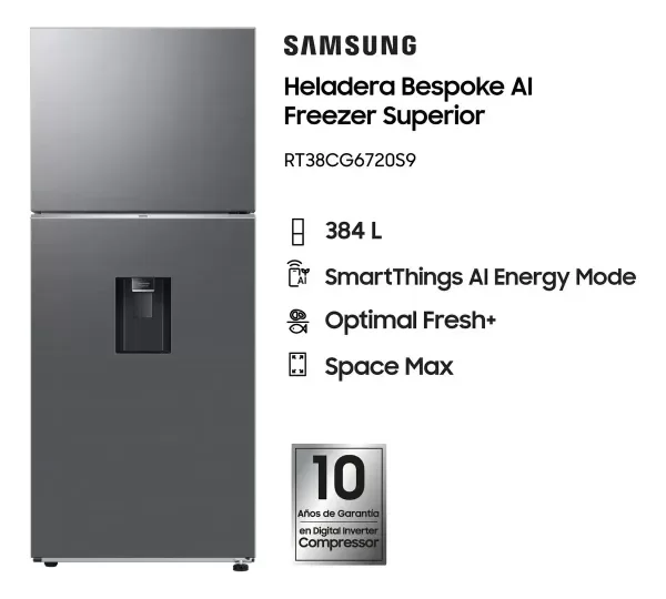 Producto - Heladera No frost Inverter SAMSUNG Smarthing dispenser acero inox 384 lts. wifi - 0