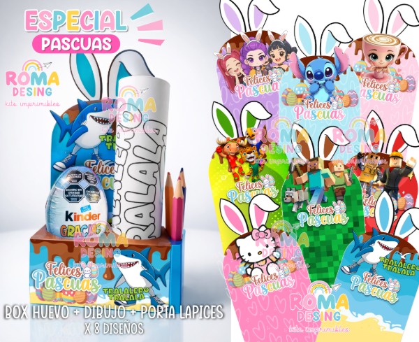 Producto - Box huevo + dibujos+ porta lapices