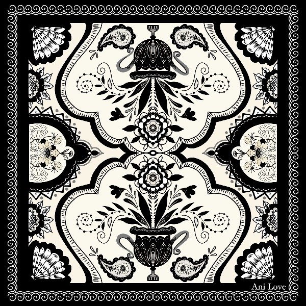 Producto - Pañuelo Jakarta negro  90 x 90 cm