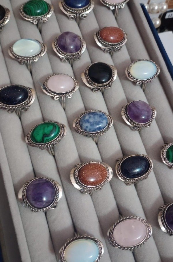 Producto - Pack x10 Anillos con Piedras Naturales