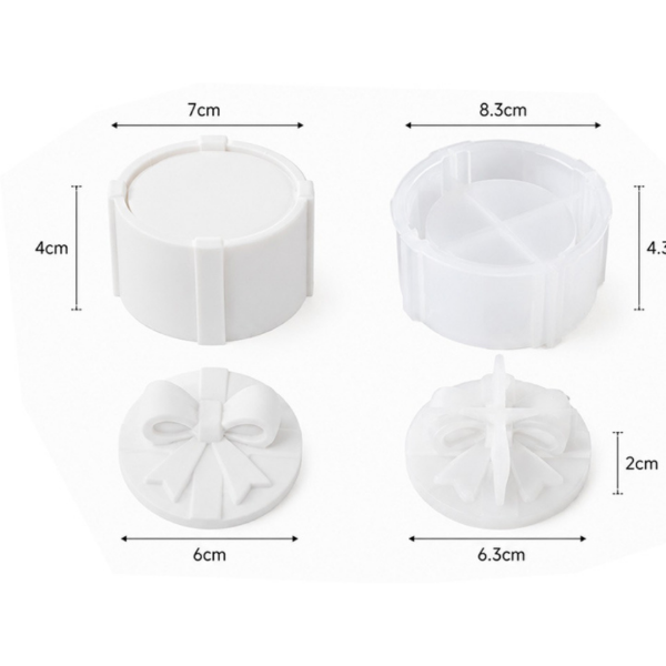 Producto - MOLDE SILICONA ALHAJERO REDONDO c/TAPA MOÑO LAZO 3D (BM4276 - 0
