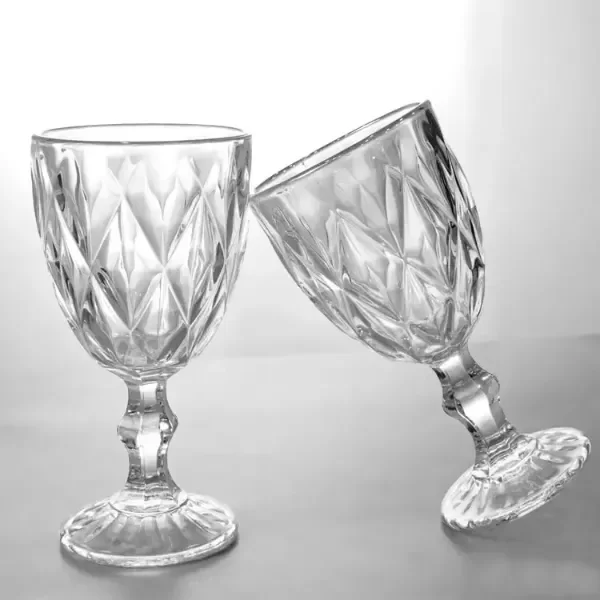 Producto - Set X6 Copas De Vidrio Diamond Transparente Y Dorado 350ml