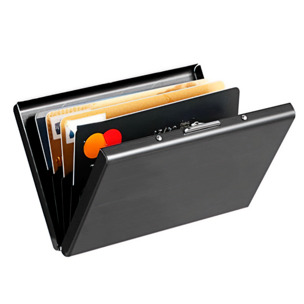 Producto - Tarjetero Anti-Robo NFC/RFID -Acero Inoxidable -6 tarjetas -black -Gadnic Wallet
