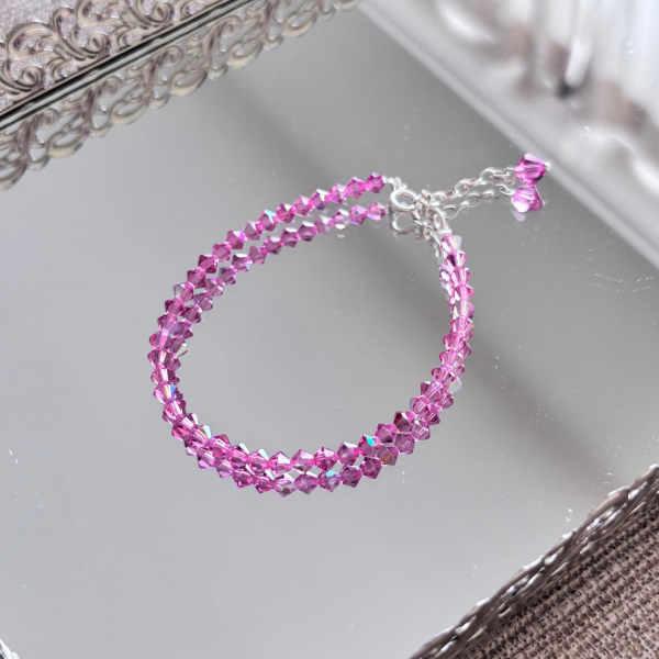 Producto - Pulsera Cristales 4mm Rosa Claro Tornasolado