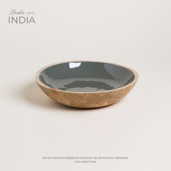 Producto - BOWL DE MADERA ESMALTADA SAHA GREY 1900 ML