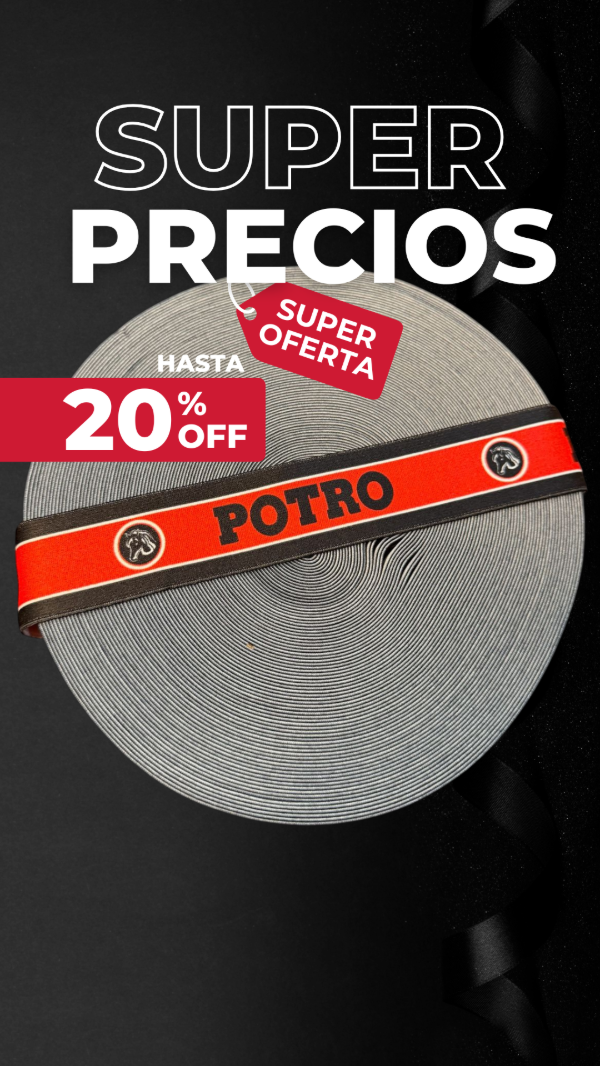 Producto - Elástico 40mm Potro Fondo Rojo Letras Negro