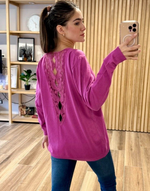 Producto - Sweaters Importados Espalda Brillos Strass - L-XL MAGENTA -TRANSF 48.000