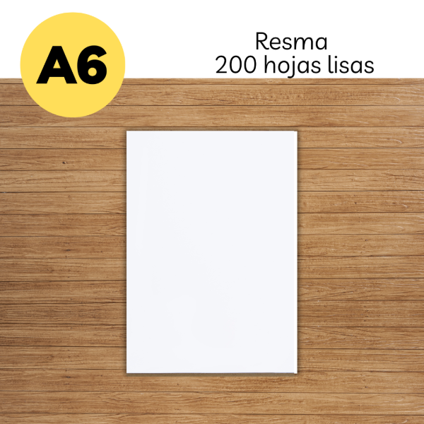 Producto - Resma A6 200 hojas lisas blanca 75 g