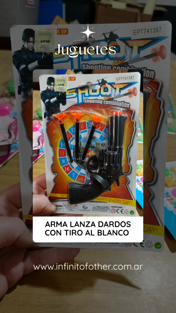 Producto - PISTOLA LANZA DARDOS MAS TIRO AL BLANCO