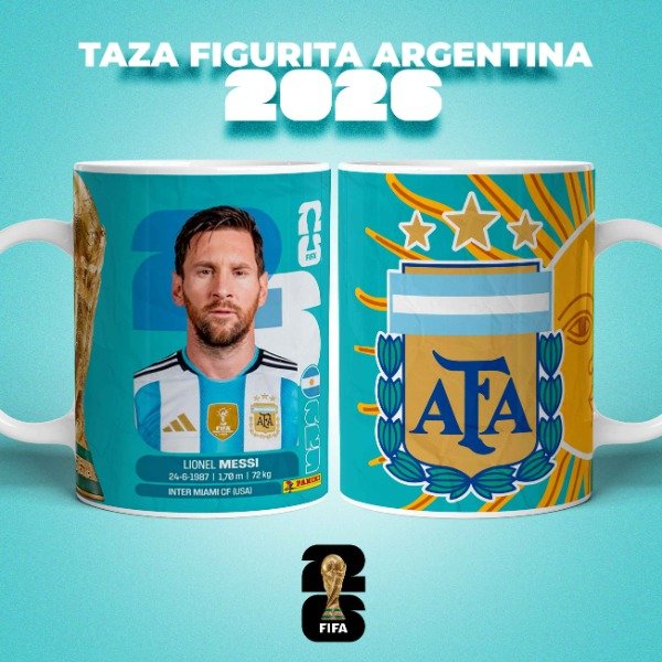 Producto - Taza ceramica Lionel messi figurita album mundial