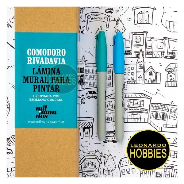 Producto - Comodoro Rivadavia Lámina Mural p/pintar Mil Mundos LM-011