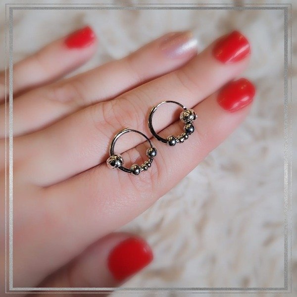 Producto - Aros Argollas con bolitas y strass con cierre interno