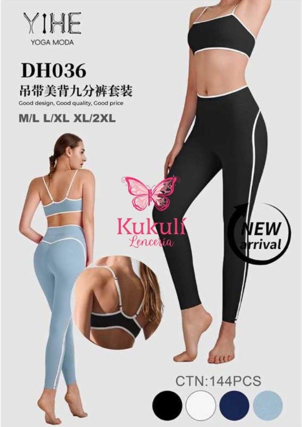 Producto - Conjunto Lycra celeste y negro