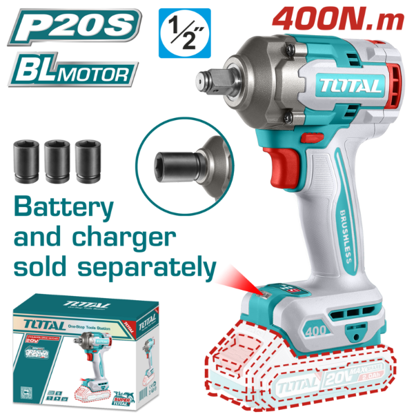 Producto - Llave de Impacto Inalámbrica TOTAL TIWLI20401 - 20V Brushless - 400 Nm